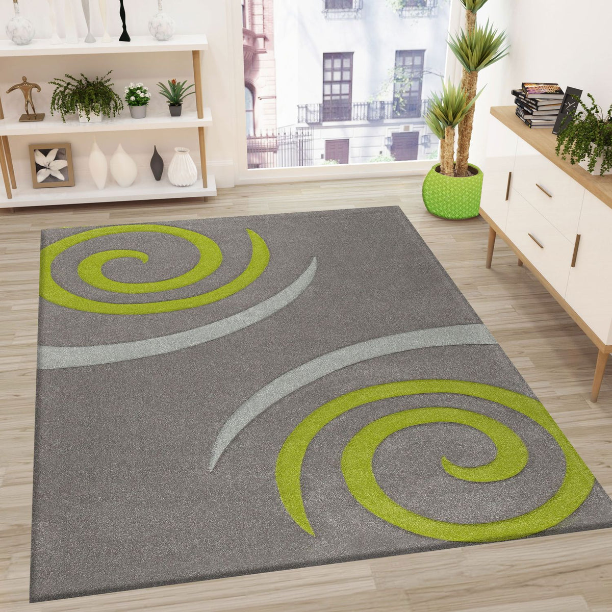 Cascadapl6678 Green Circular Contour Cut Rug-zoom-1