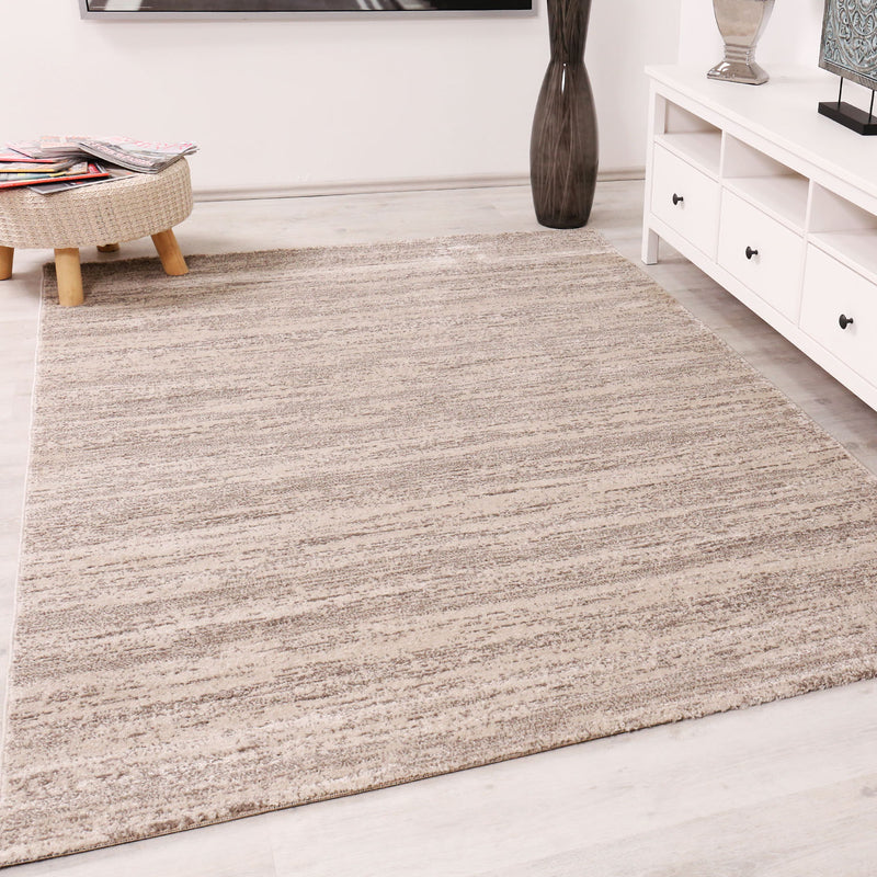 Cordoba6824 Beige Melliert Kurzflor Teppich-zoom-