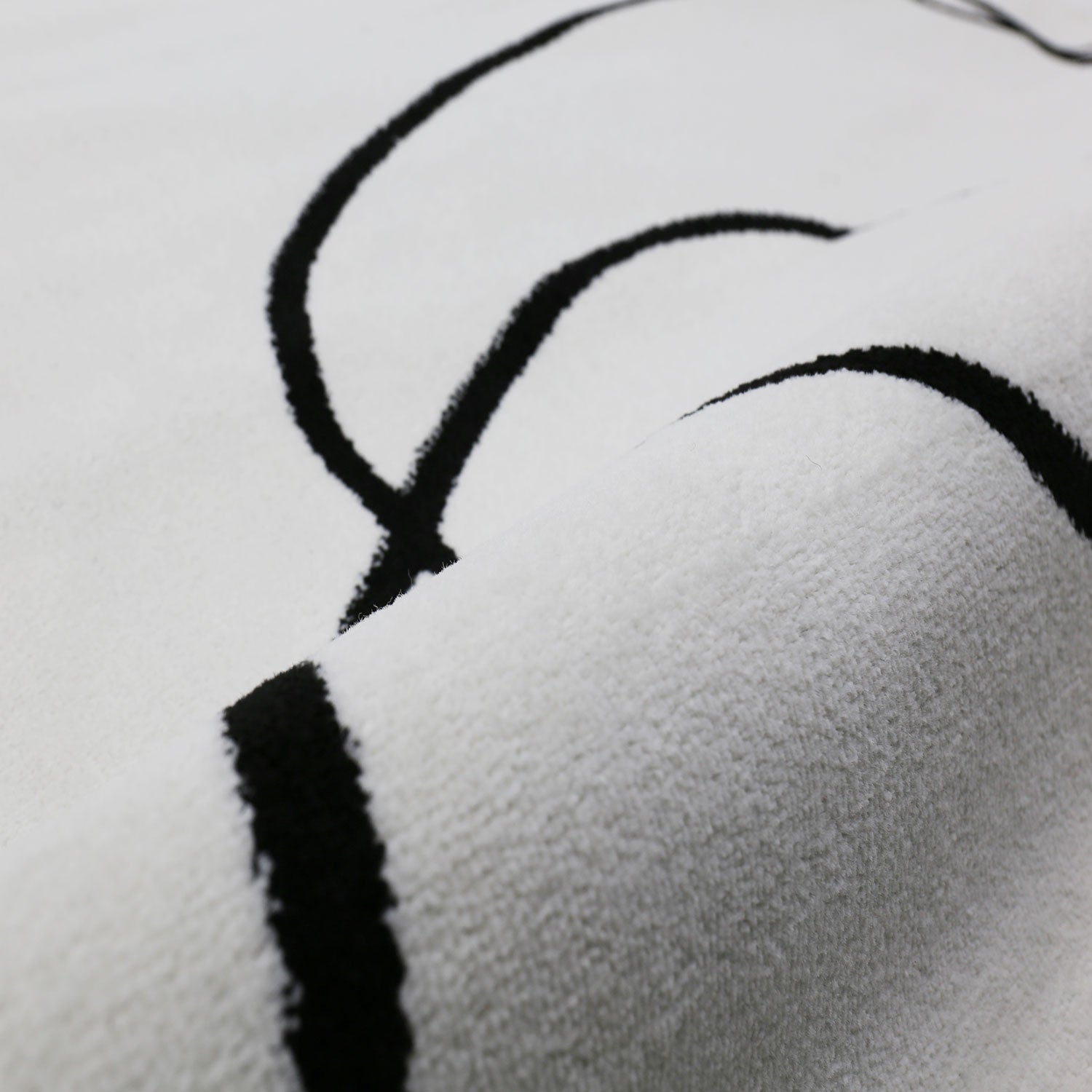 Moderner One-Line Wohnzimmer Teppich in Creme/Schwarz Kunstdesign Kurzflor-zoom-3