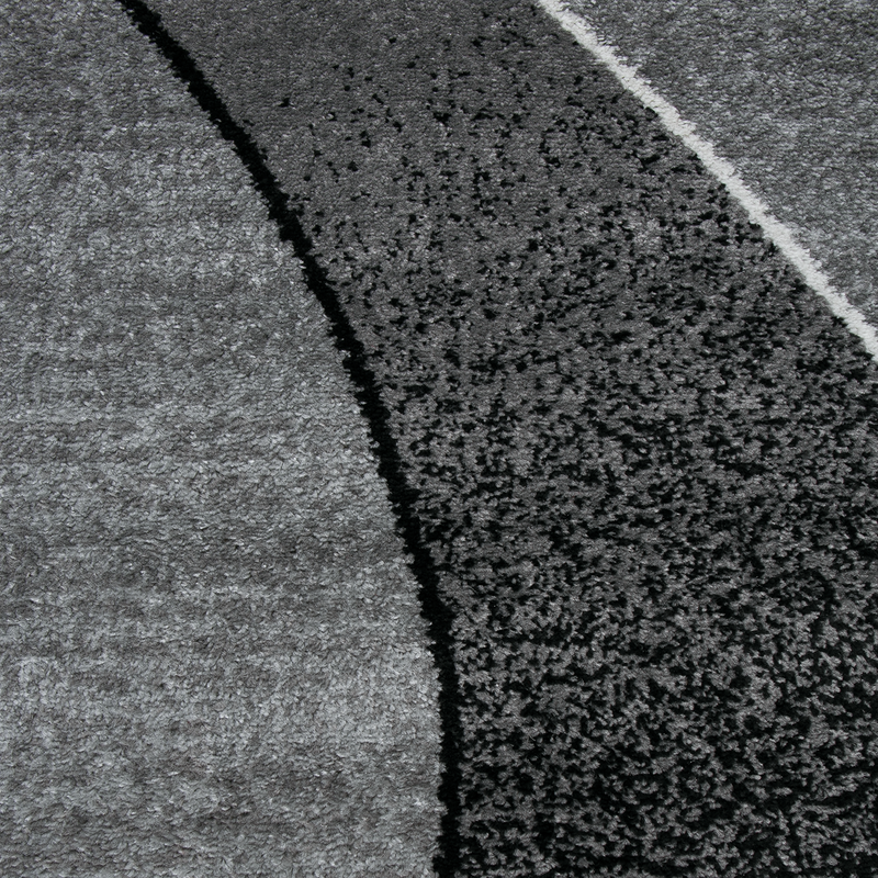 Teppich kurzflor Geometrisches Kurven muster Meliert Grau Anthrazit für für Wohnzimmer, Schlafzimmer, küche-zoom-