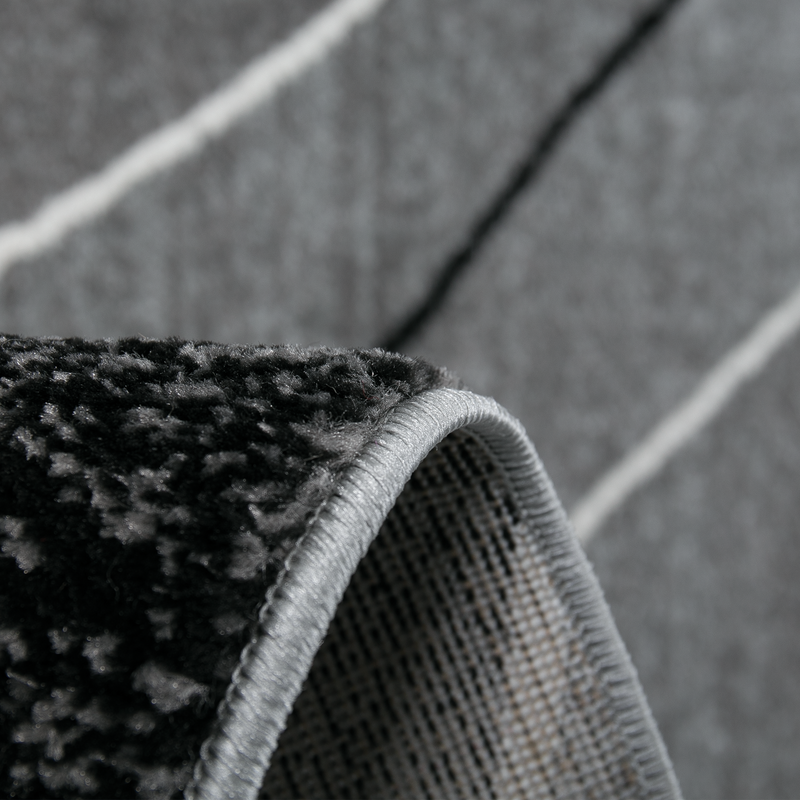 Teppich kurzflor Geometrisches Kurven muster Meliert Grau Anthrazit für für Wohnzimmer, Schlafzimmer, küche-zoom-