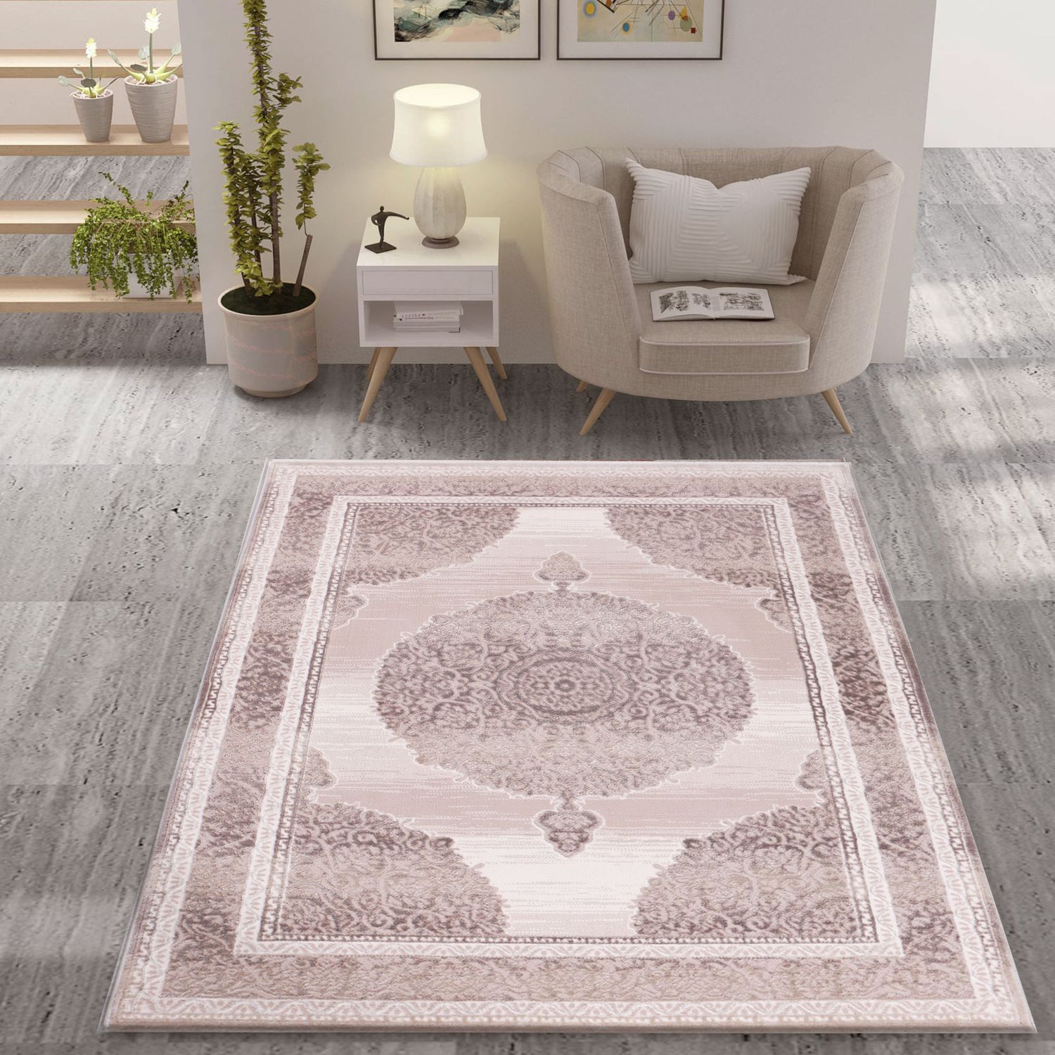 Designer Rug Dubai Beige Elegant Oriental-zoom-1