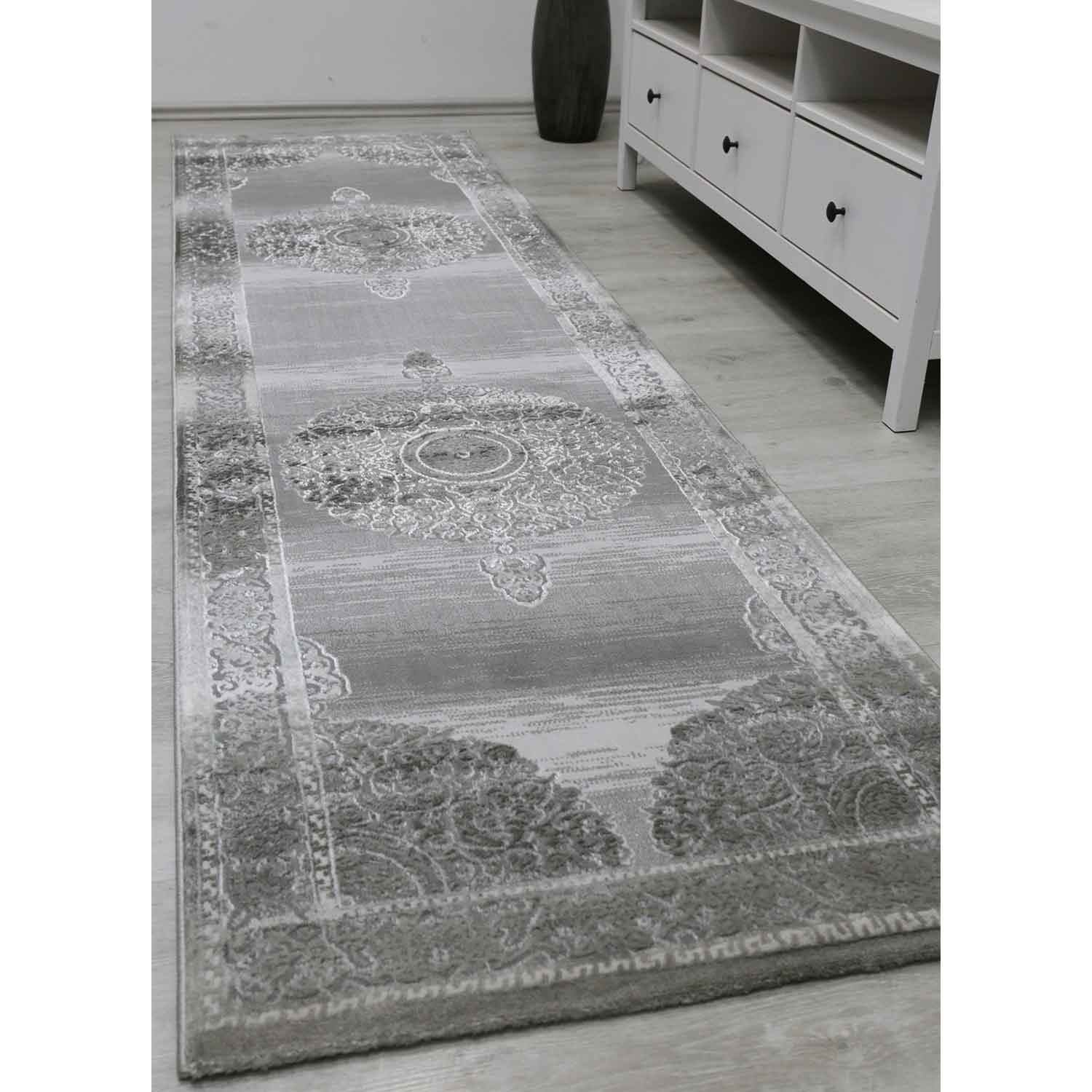 Designer Teppich Dubai Grau Elegant Orientalisch