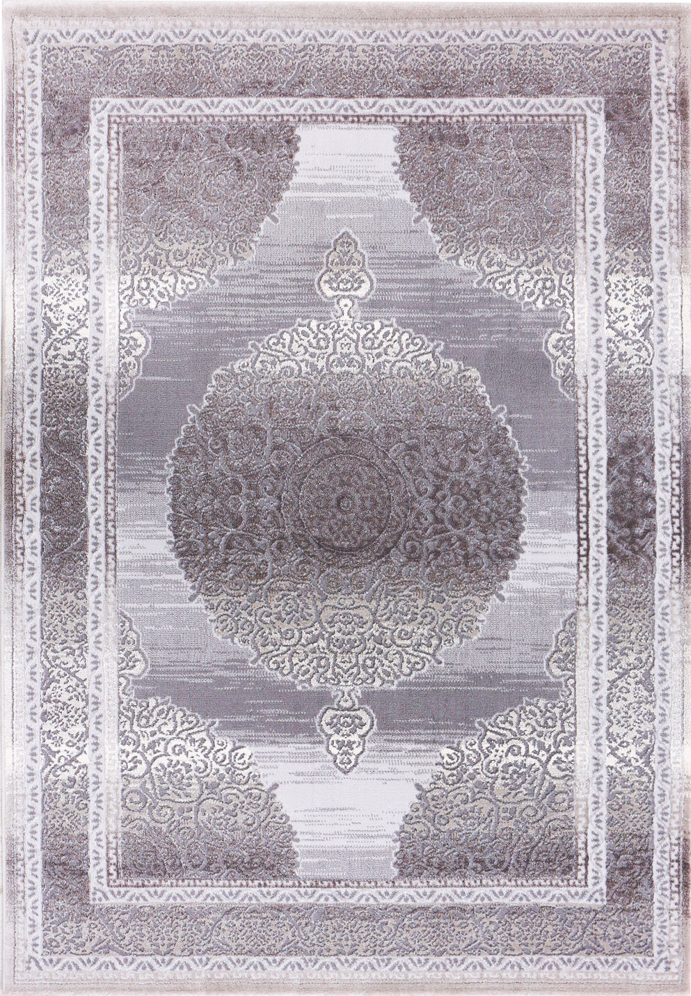 Designer Teppich Dubai Grau Elegant Orientalisch