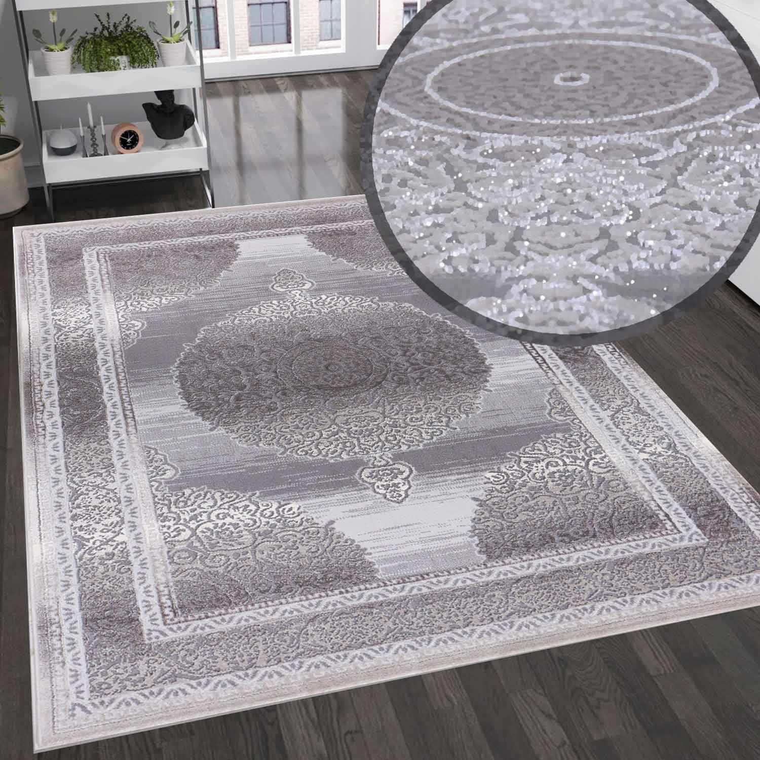 Designer Rug Dubai Grey Elegant Oriental-zoom-1