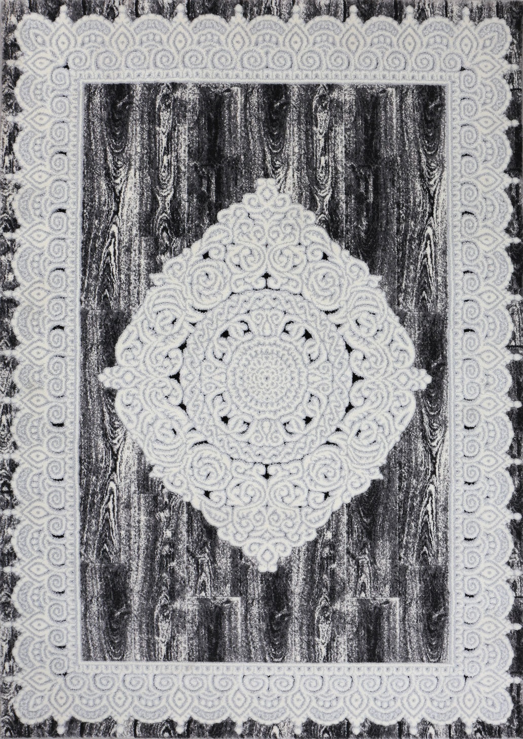 Designer Living Room Rug Grey Elegant Oriental-6
