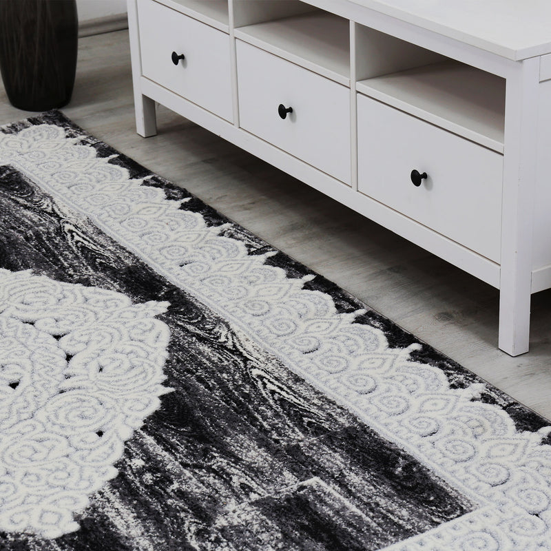 Designer Living Room Rug Grey Elegant Oriental-zoom-