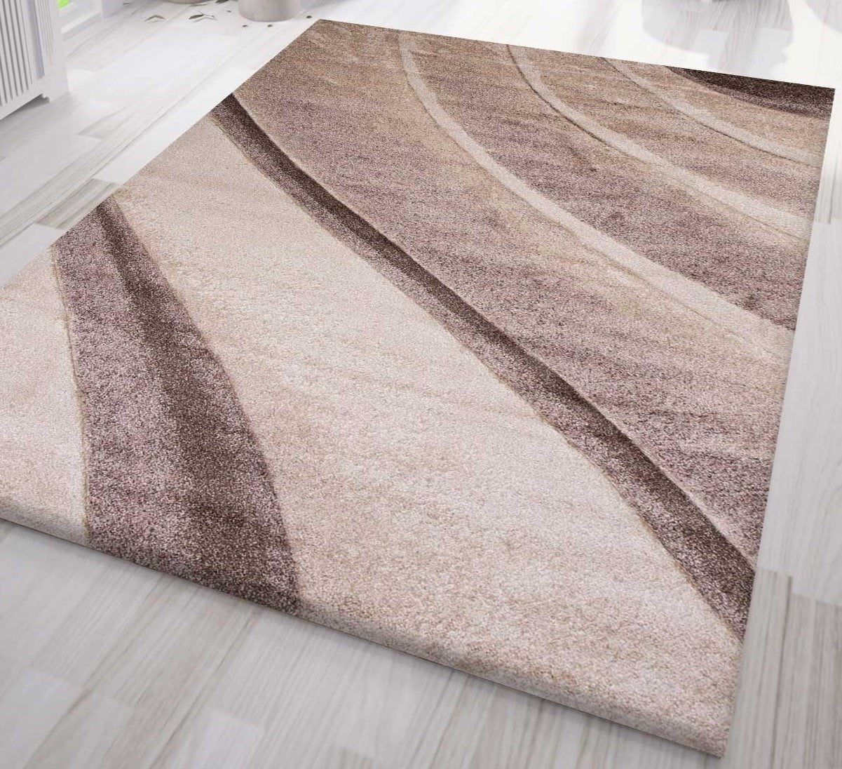 Designer Teppich Modern Abstrakt Wellen Optik Konturenschnitt versch. Farbvarianten-zoom-1