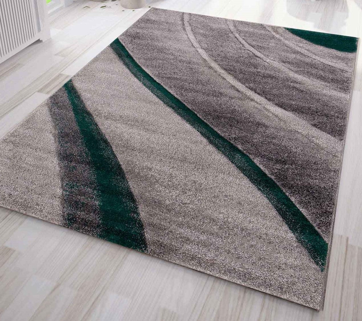 Designer Teppich Modern Abstrakt Wellen Optik Konturenschnitt versch. Farbvarianten-15