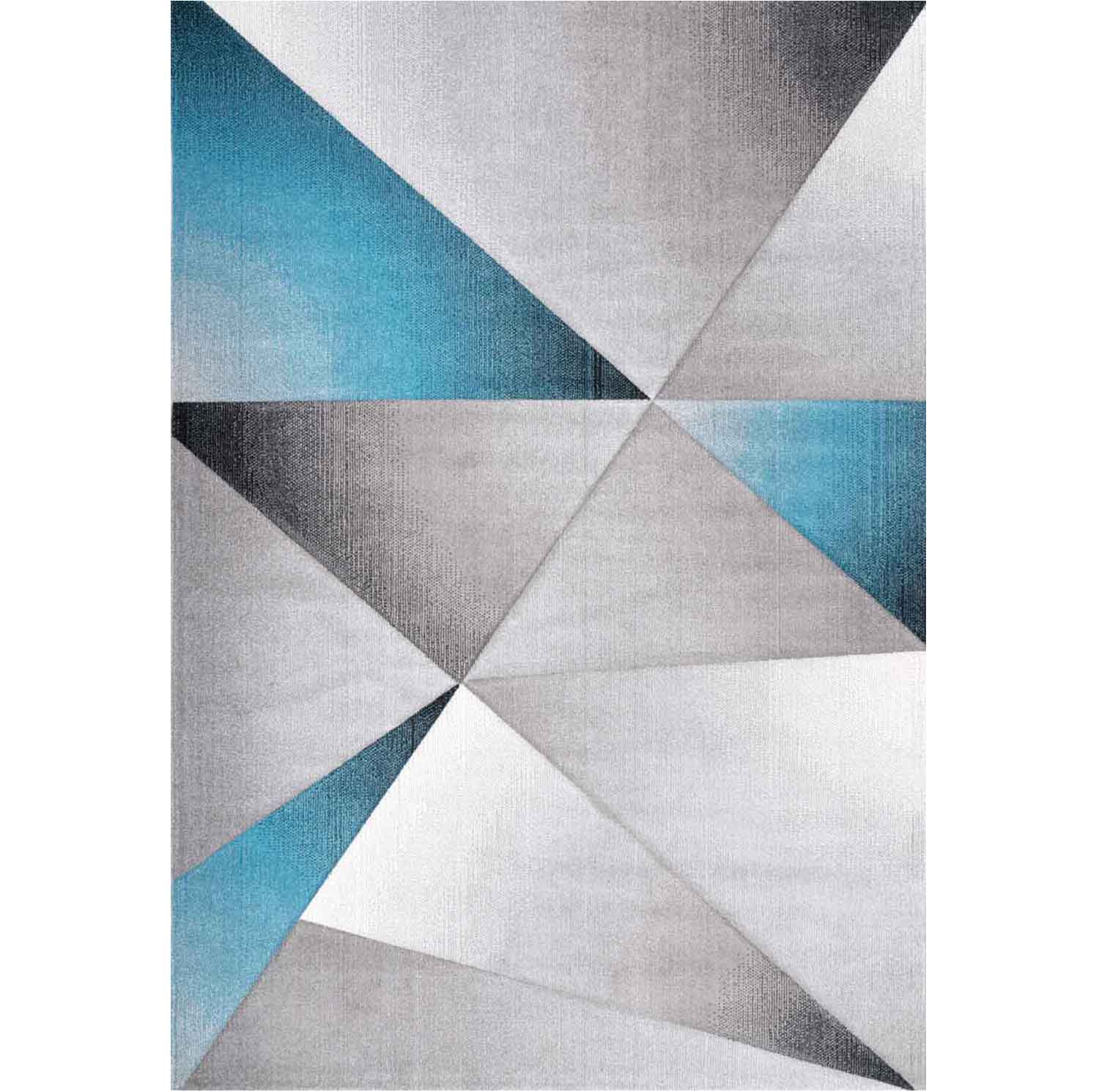 Designer Teppich Modern Geometrische Muster Kurzflorig Grau Schwarz Turkis Meliert