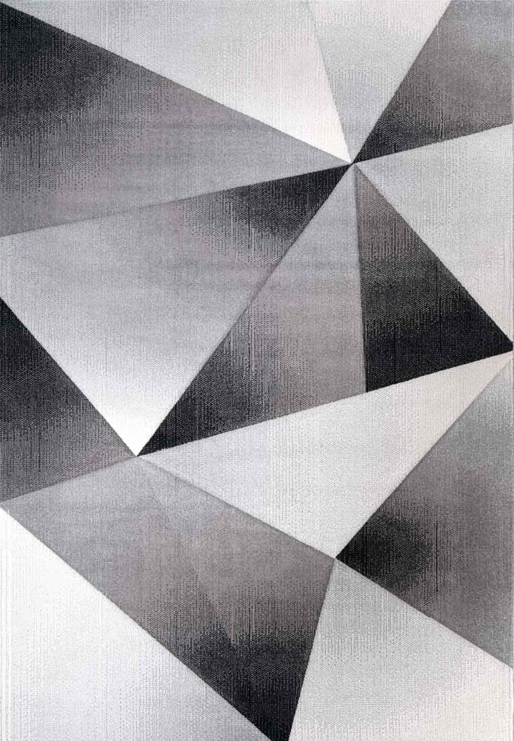 Teppich Modern Geometrische Muster Kurzflorig Grau Schwarz Weiß Meliert