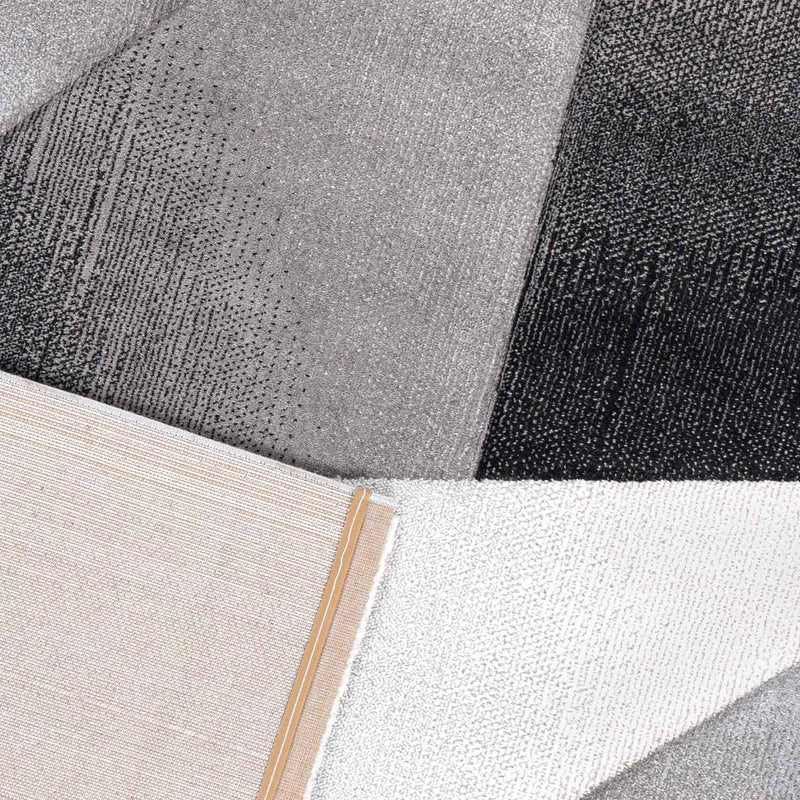 Teppich Modern Geometrische Muster Kurzflorig Grau Schwarz Weiß Meliert-zoom-