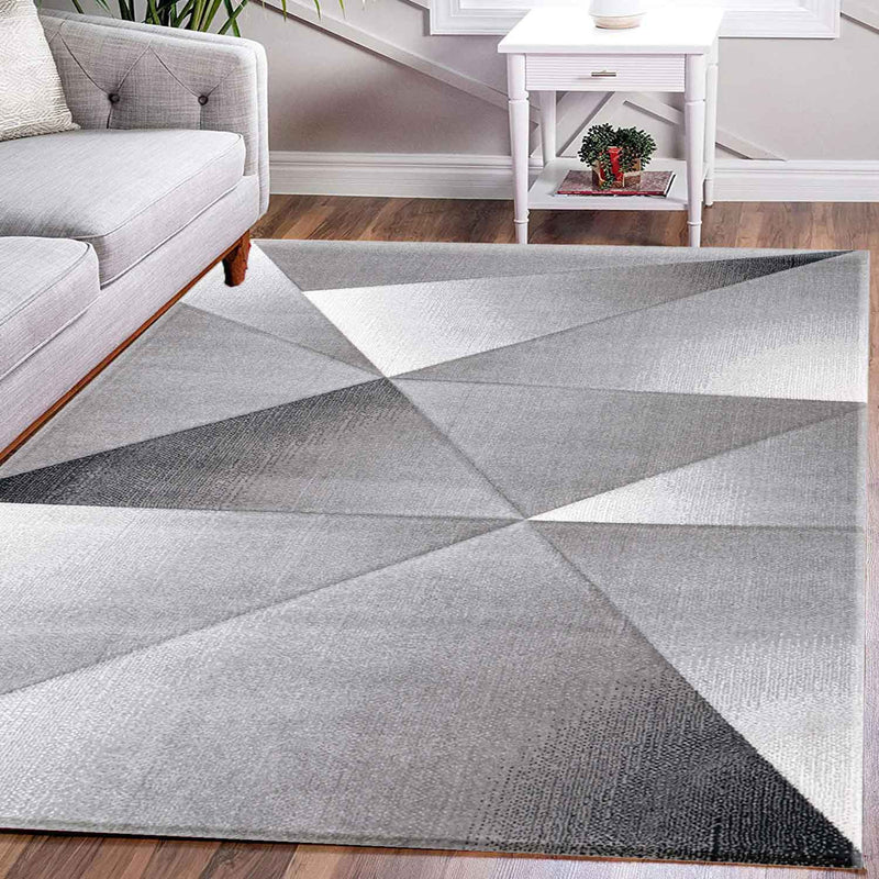 Designer Teppich Modern Geometrische Muster Kurzflorig Grau Schwarz Weiß Meliert-zoom-