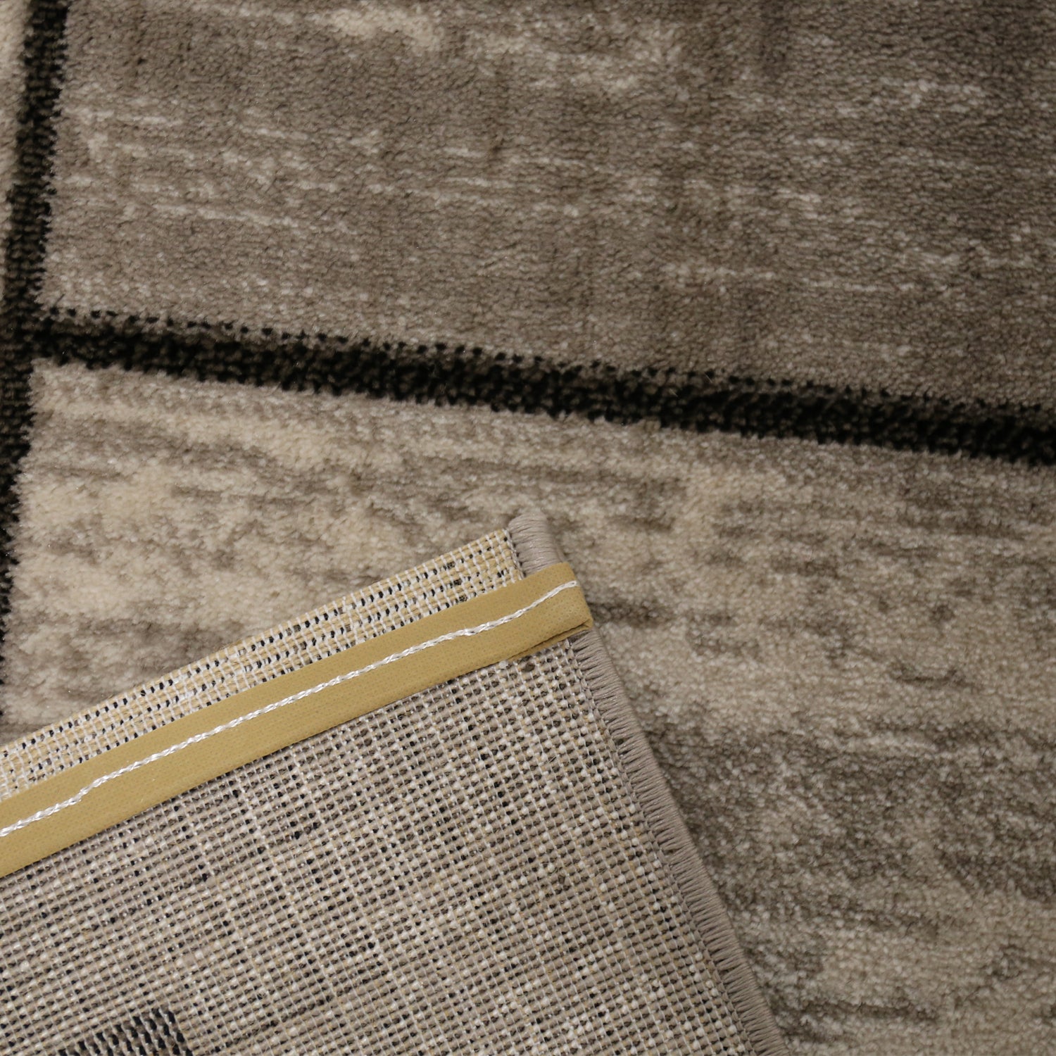 Designer living room rug, brown and beige checkered retro with geometric motifs and color gradient-zoom-6