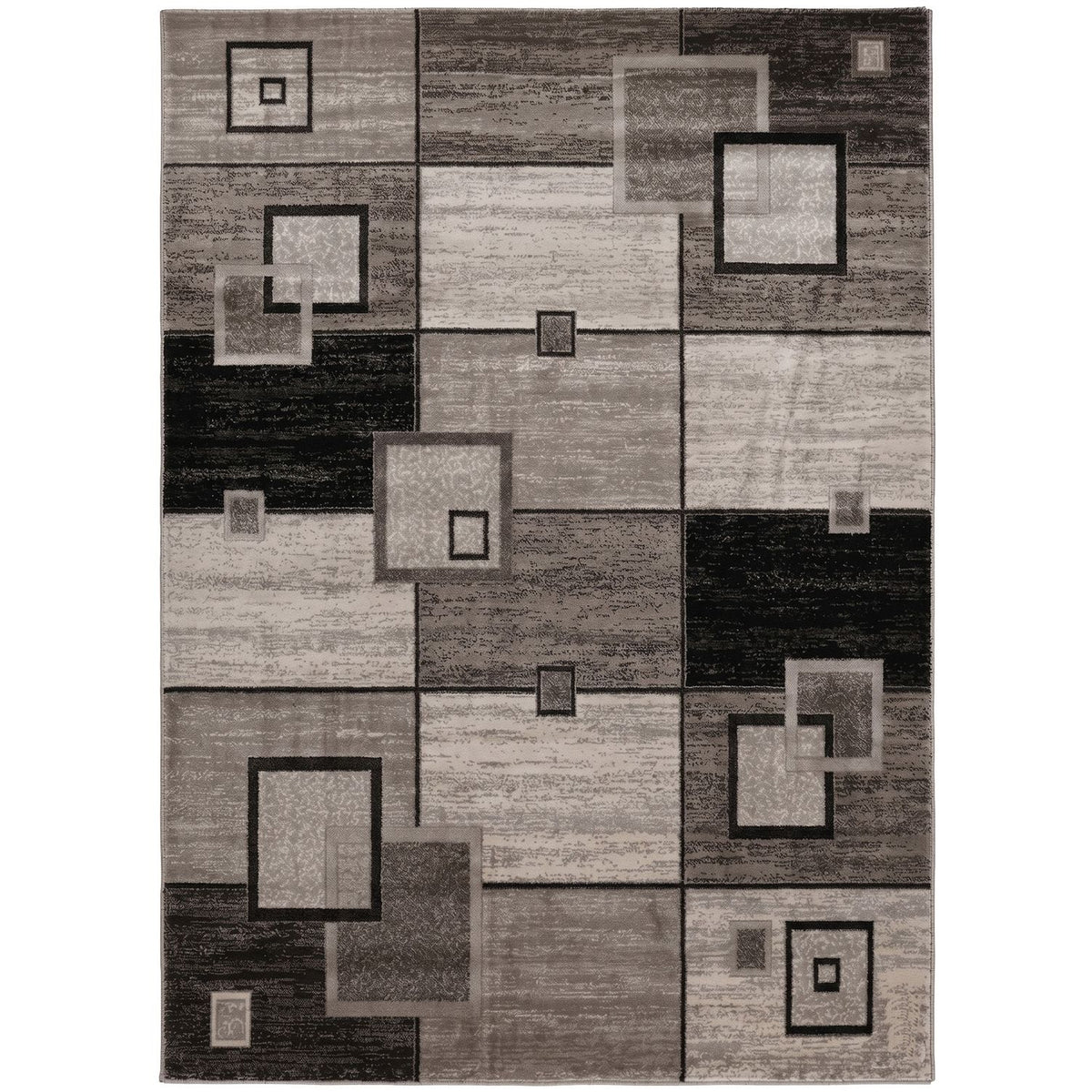 Designer Teppich Wohnzimmer Braun Beige Kariert Retro mit geometrischen Motiven und Farbverlauf