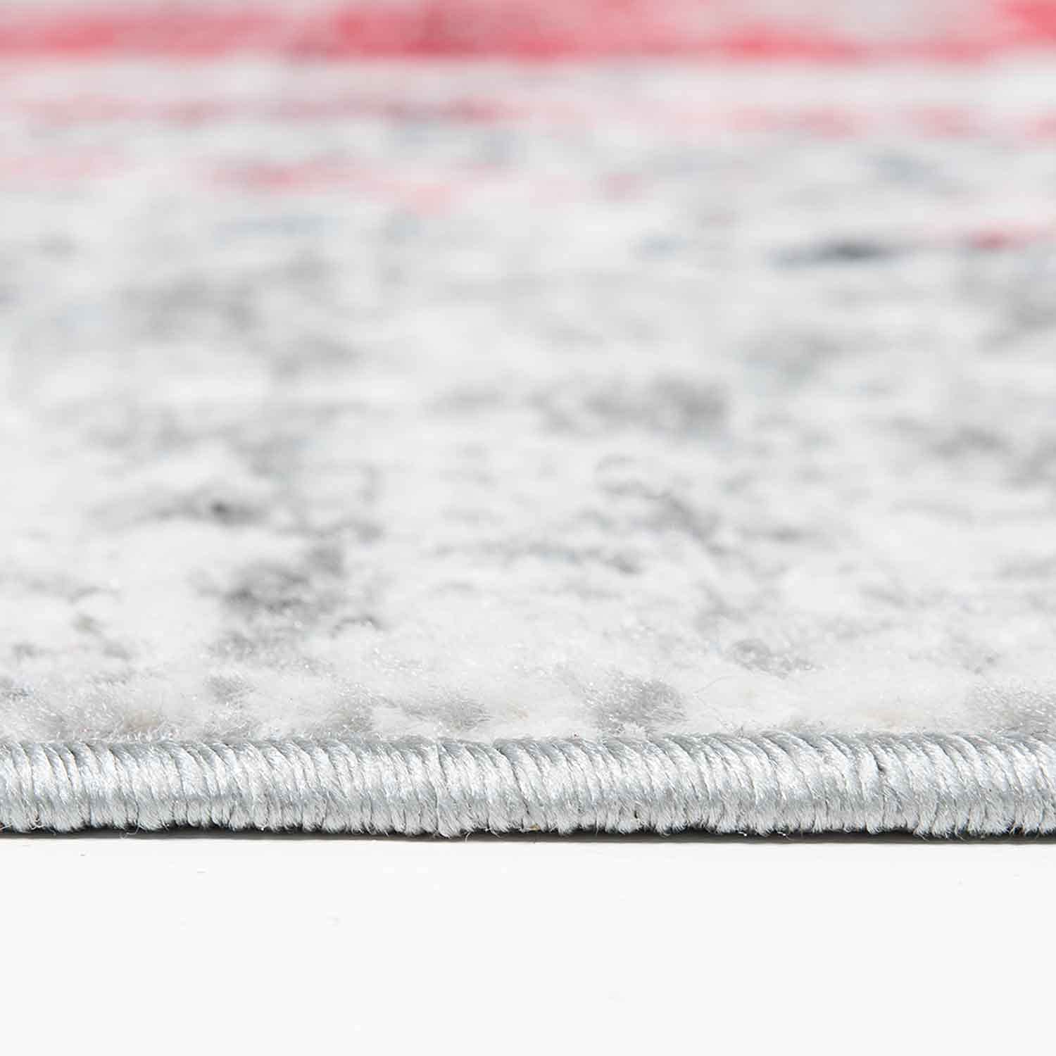 Short-pile geometric rug in red and grey canvas look, mottled, for living room, bedroom-zoom-4