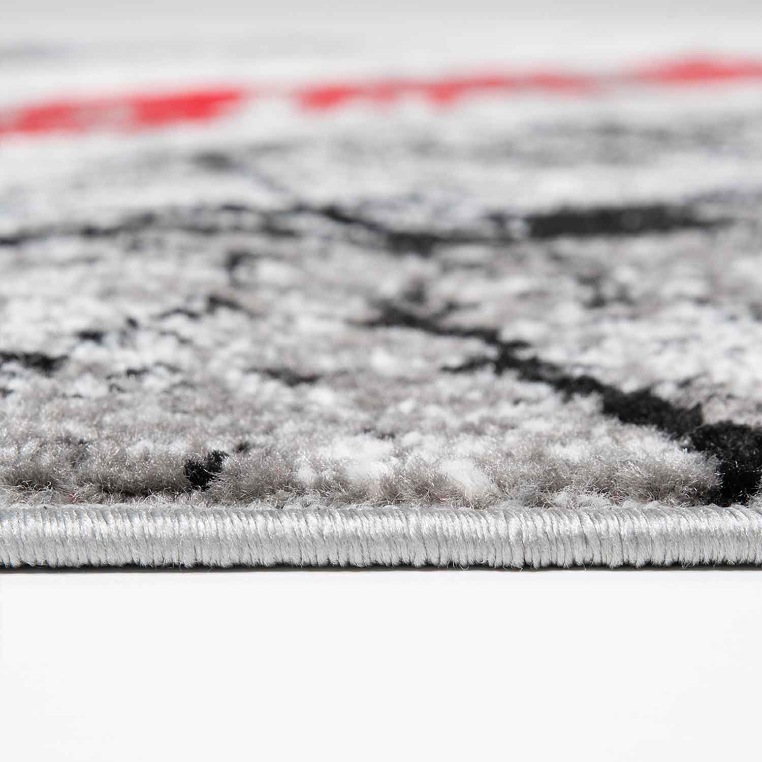 Designer Teppich Wohnzimmer Geometrisches Muster Streifen Optik Meliert Rot Grau Weiß Schwarz-3