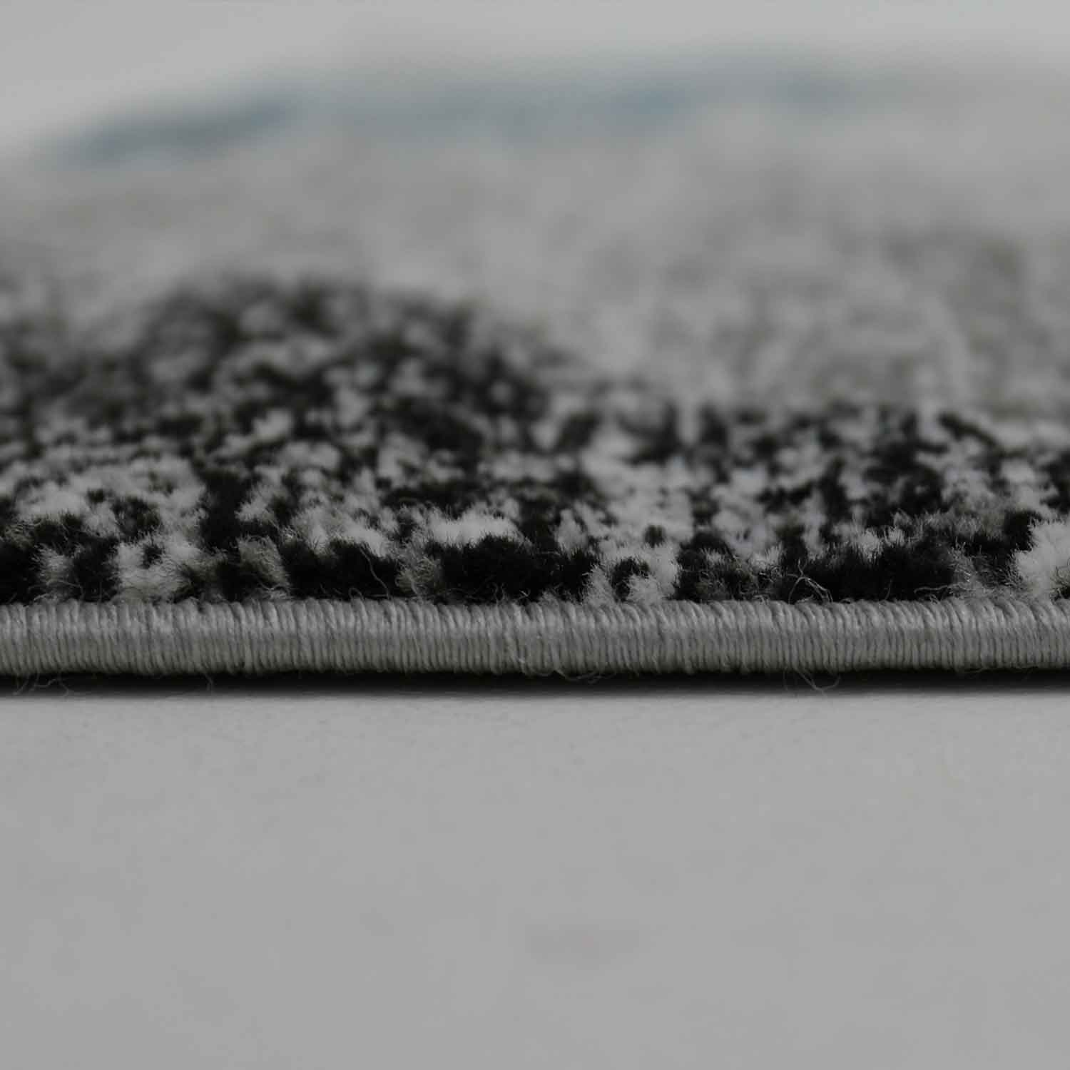 Designer Teppich Wohnzimmer Geometrisches Muster Leinwand Optik Meliert Blau Grau Anthrazit Kurzflor-zoom-3