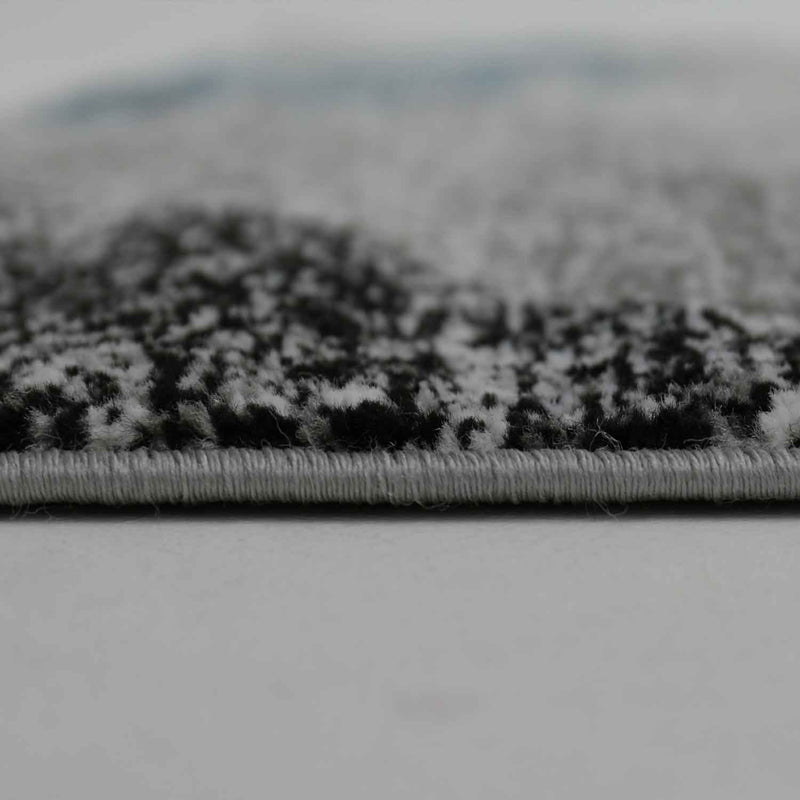 Designer Teppich Wohnzimmer Geometrisches Muster Leinwand Optik Meliert Blau Grau Anthrazit Kurzflor-zoom-