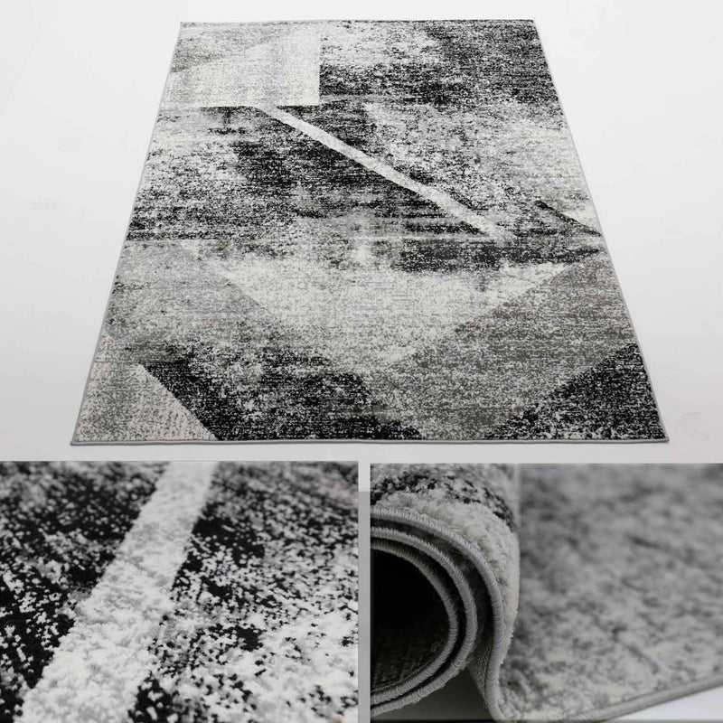 Designer Teppich Wohnzimmer Geometrisches Muster Leinwand Optik Meliert-zoom-