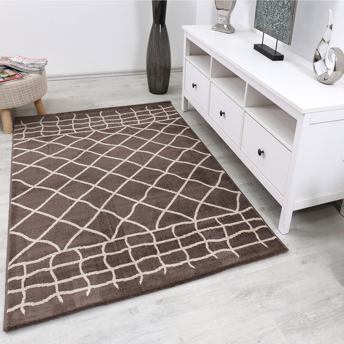 Designer Teppich in verschiedenen farben Flauschiger Microfaser Dicht gewebt Marokkanisches Muster-7