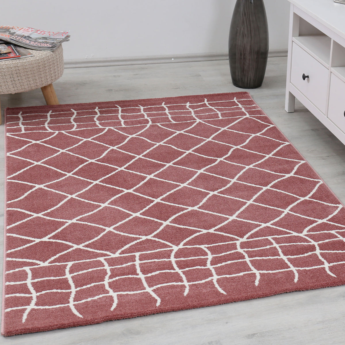Designer Teppich in verschiedenen farben Flauschiger Microfaser Dicht gewebt Marokkanisches Muster-zoom-17