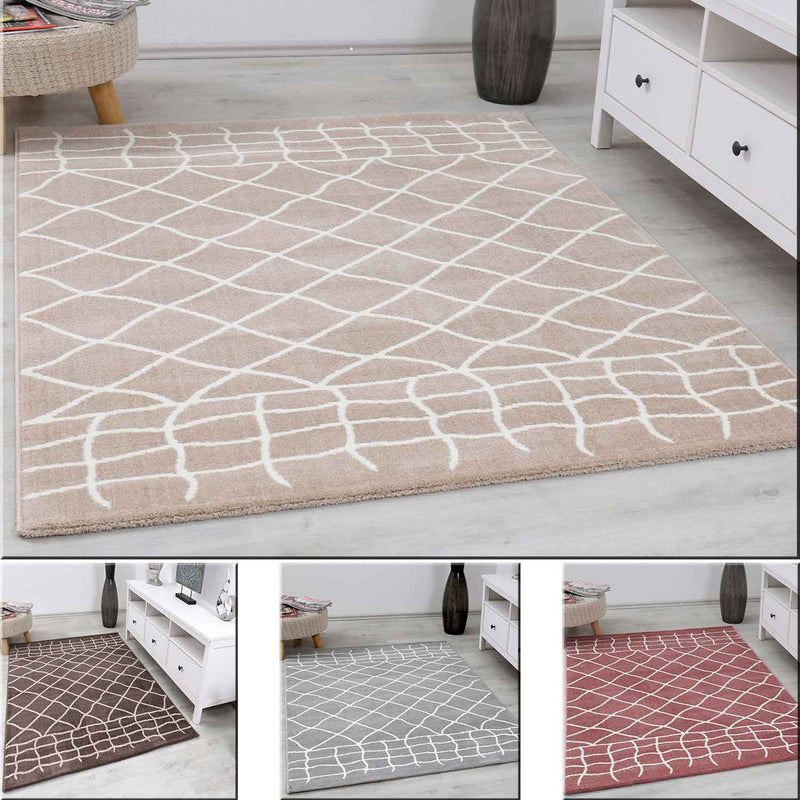 Designer Teppich in verschiedenen farben Flauschiger Microfaser Dicht gewebt Marokkanisches Muster-zoom-