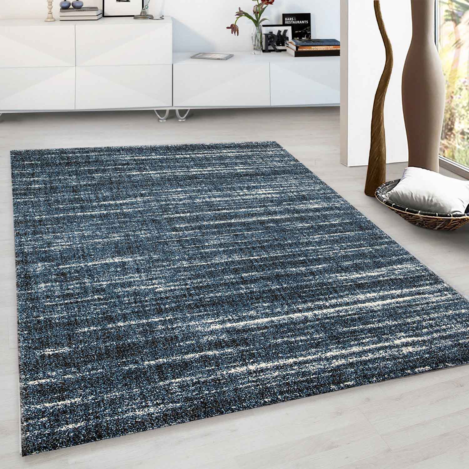 Designer Teppich Wohnzimmer weich mit dichtem Flor meliert versch. Farbvarianten