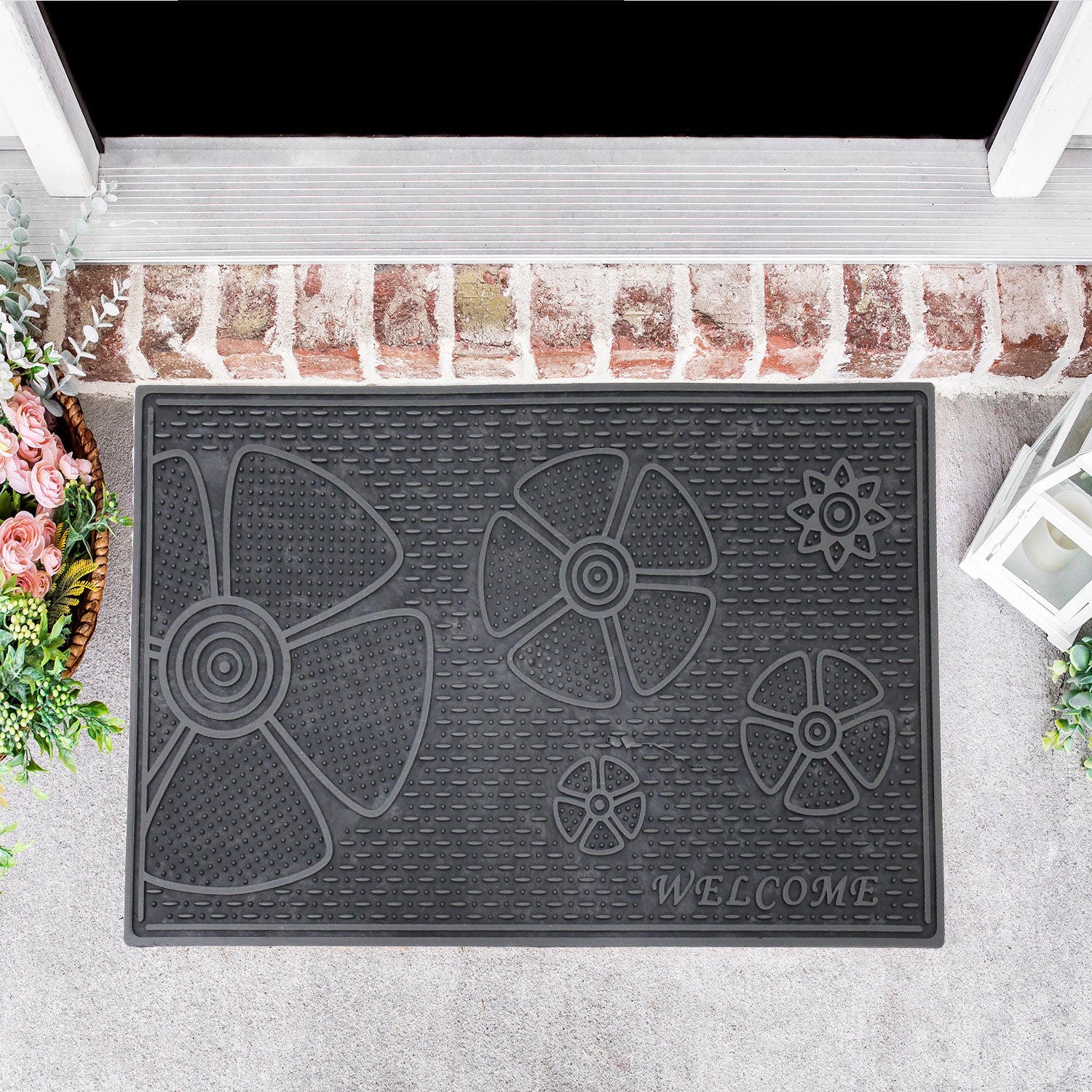 Entrance doormat, outdoor rubber mat, dirt trapper for front door, doormat, patio, balcony-zoom-1