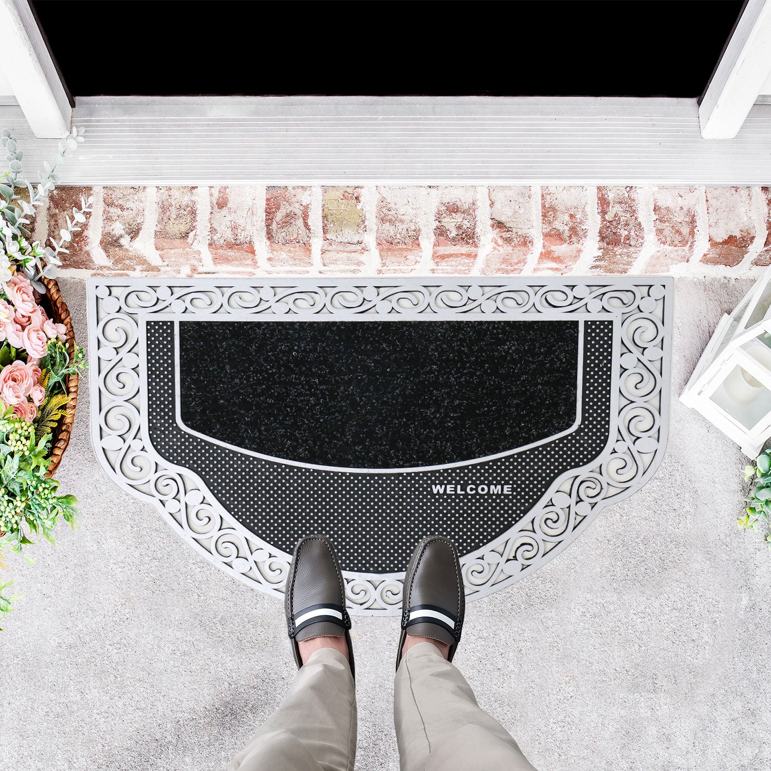 Entrance doormat, outdoor rubber mat, dirt trapper for front door, doormat, patio, balcony-zoom-17