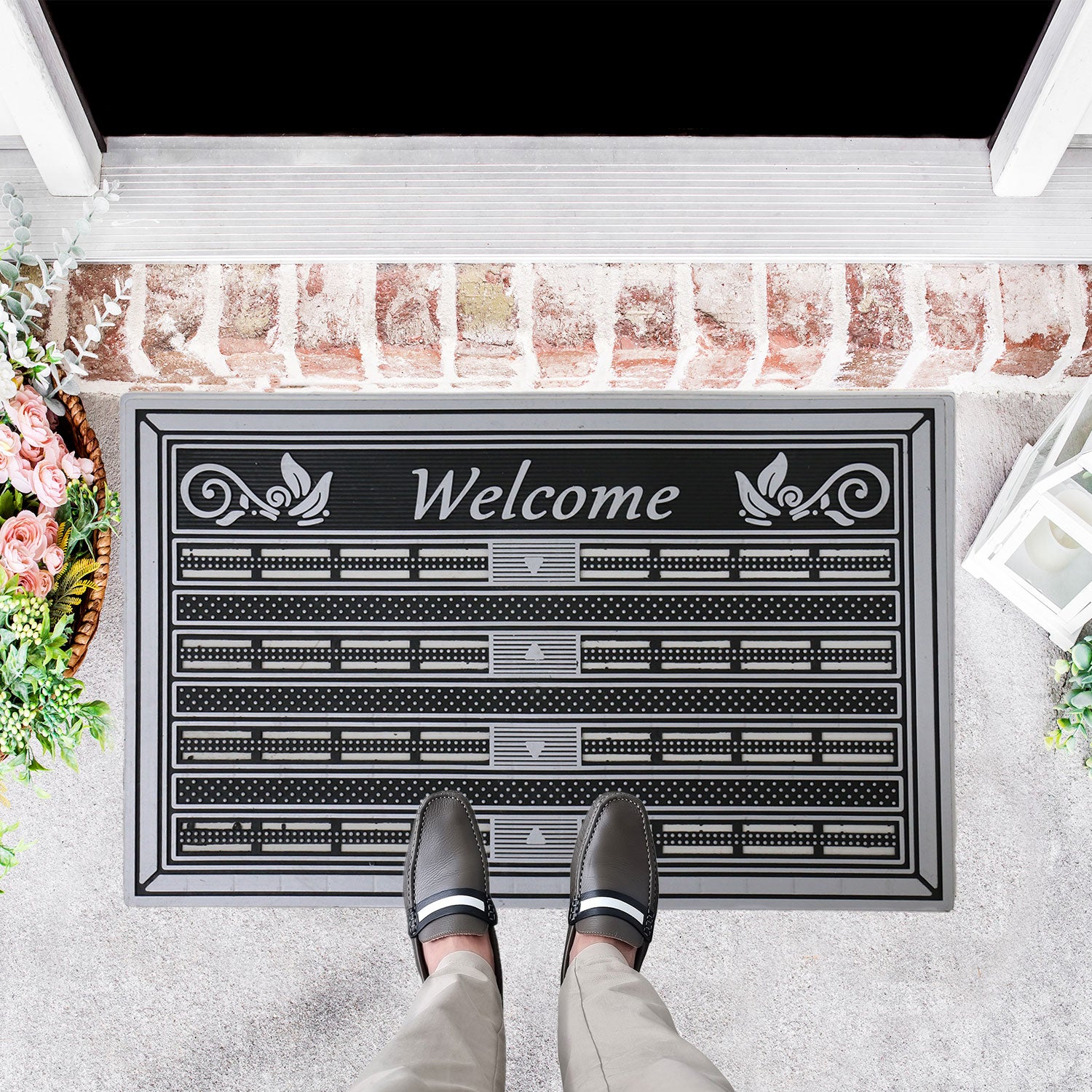 Entrance doormat, outdoor rubber mat, dirt trapper for front door, doormat, patio, balcony-zoom-25