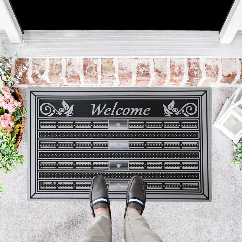 Entrance doormat, outdoor rubber mat, dirt trapper for front door, doormat, patio, balcony-zoom-