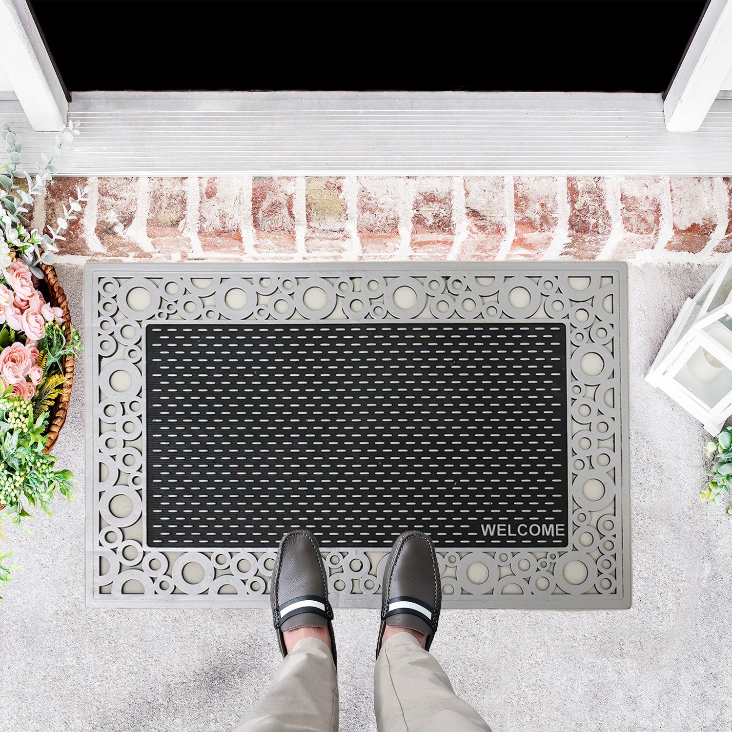 Entrance doormat, outdoor rubber mat, dirt trapper for front door, doormat, patio, balcony-zoom-29