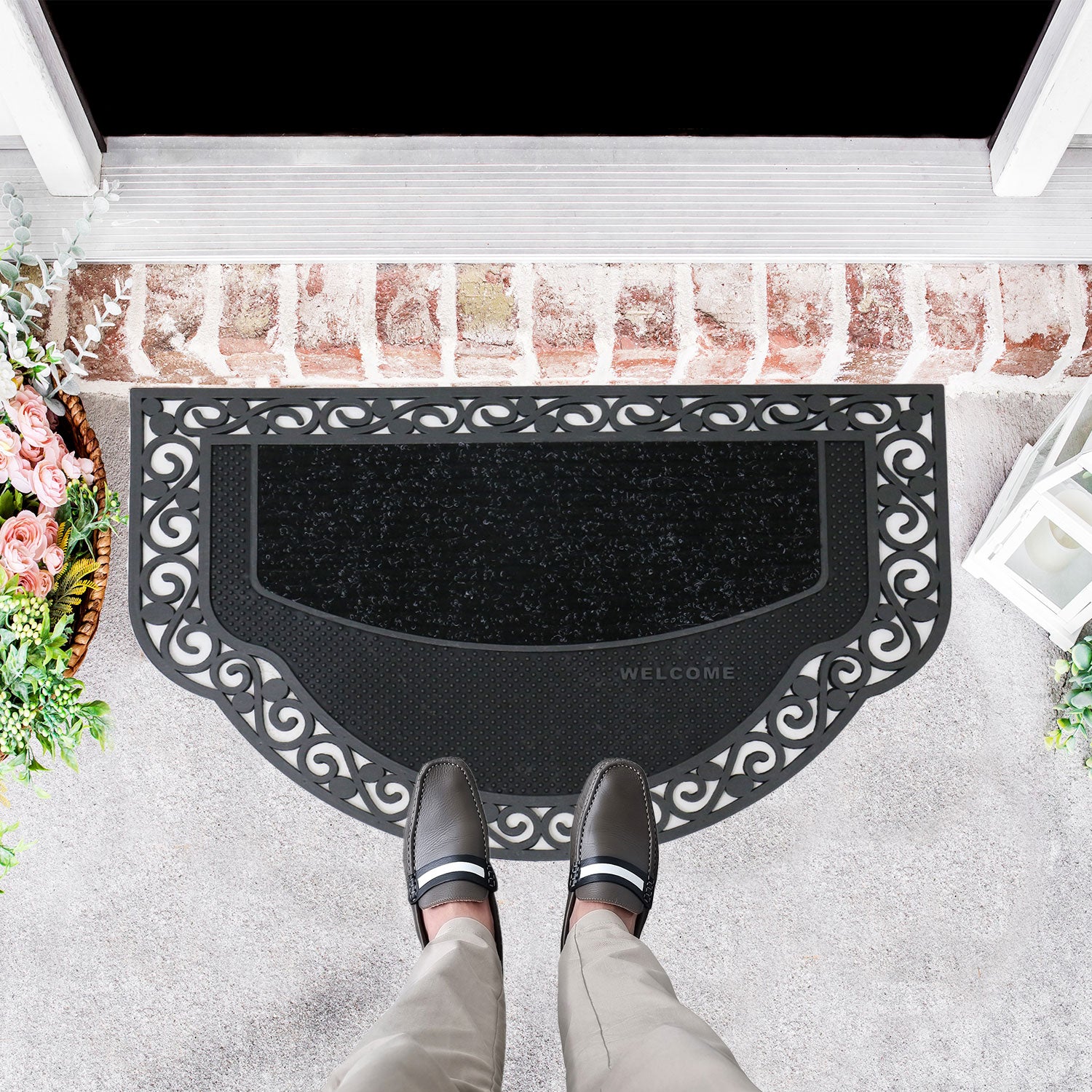 Entrance doormat, outdoor rubber mat, dirt trapper for front door, doormat, patio, balcony-5