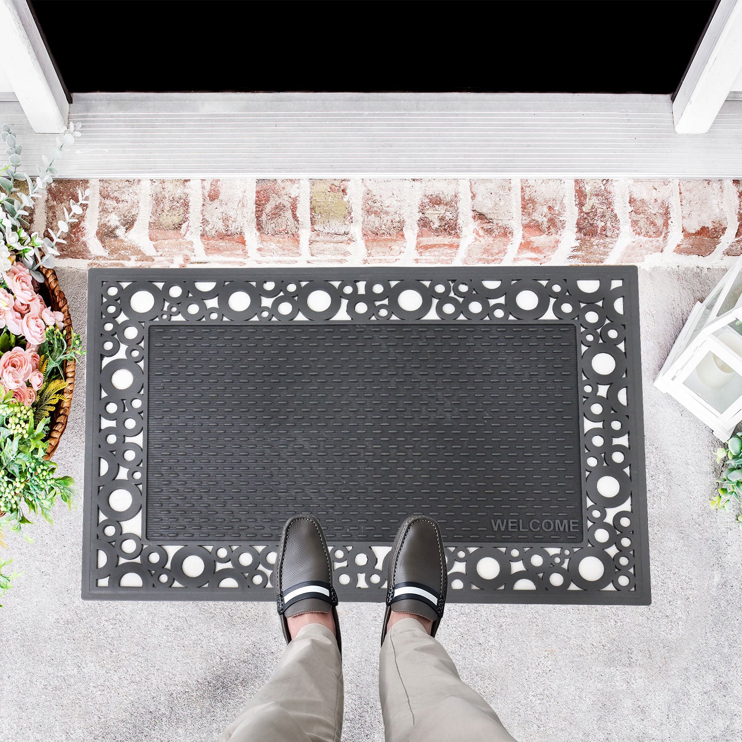 Entrance doormat, outdoor rubber mat, dirt trapper for front door, doormat, patio, balcony-zoom-9