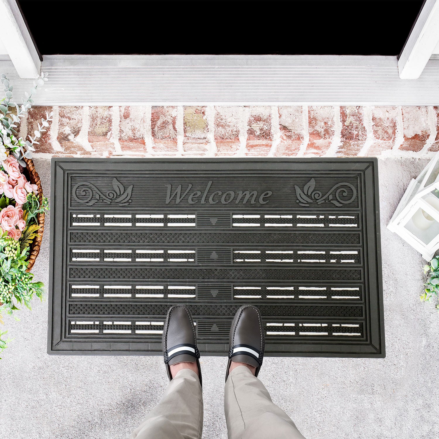 Entrance doormat, outdoor rubber mat, dirt trapper for front door, doormat, patio, balcony-zoom-13