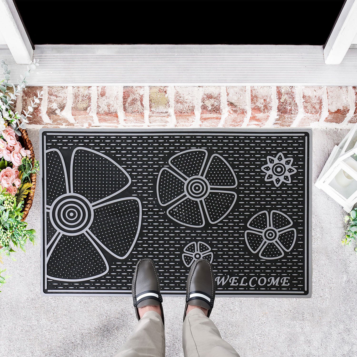 Entrance doormat, outdoor rubber mat, dirt trapper for front door, doormat, patio, balcony-21