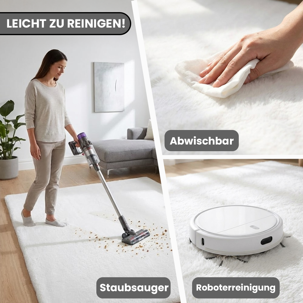 Deluxe washable fur rug, soft high-pile rug in a solid color, cozy for your living room or bedroom-23