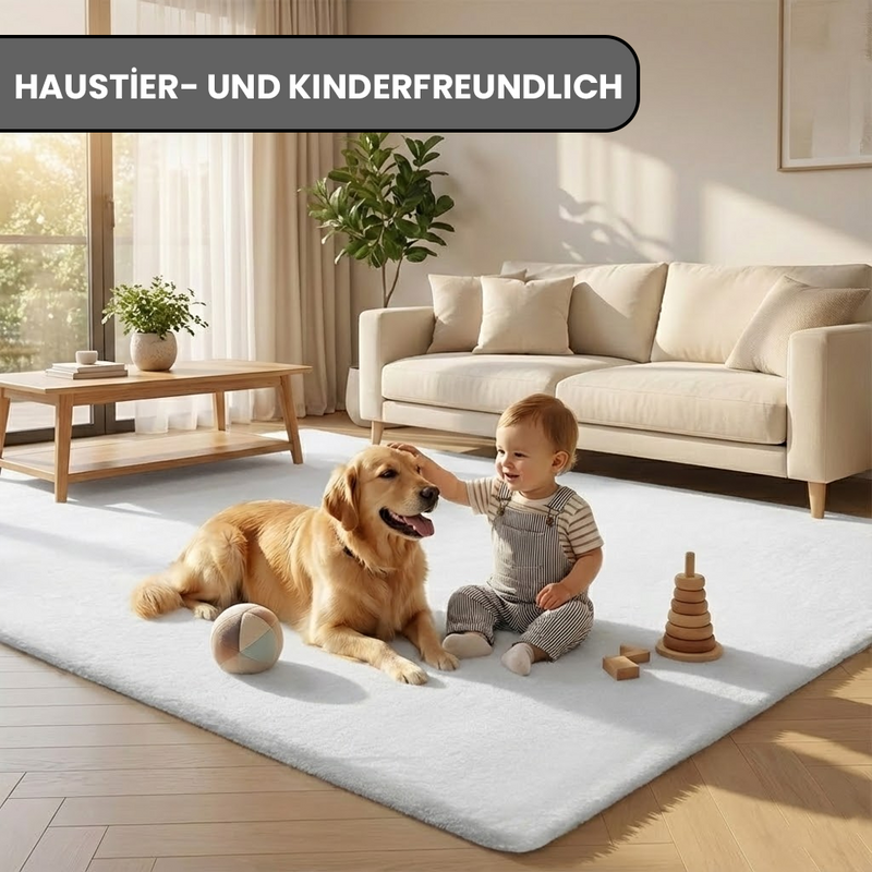 Deluxe washable fur rug, soft high-pile rug in a solid color, cozy for your living room or bedroom-zoom-