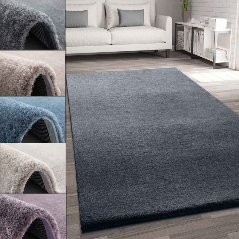 Faux fur rug, mottled with double color gradient, dense, fluffy, silky sheen, high pile-zoom-