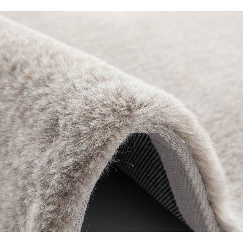 Faux fur rug, mottled with double color gradient, dense, fluffy, silky sheen, high pile-zoom-