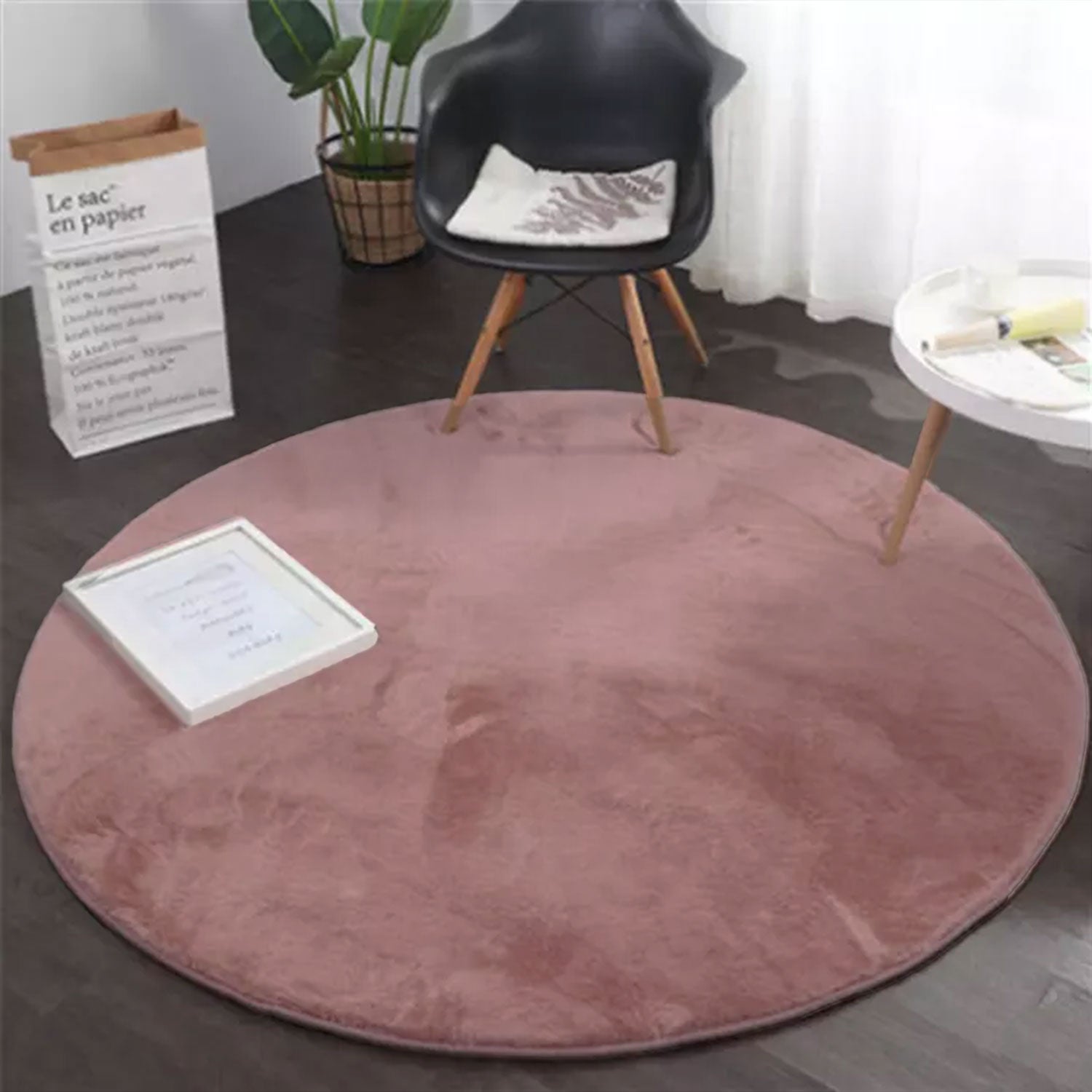 Faux fur rug in antique rose, extremely fluffy, silky sheen-zoom-5