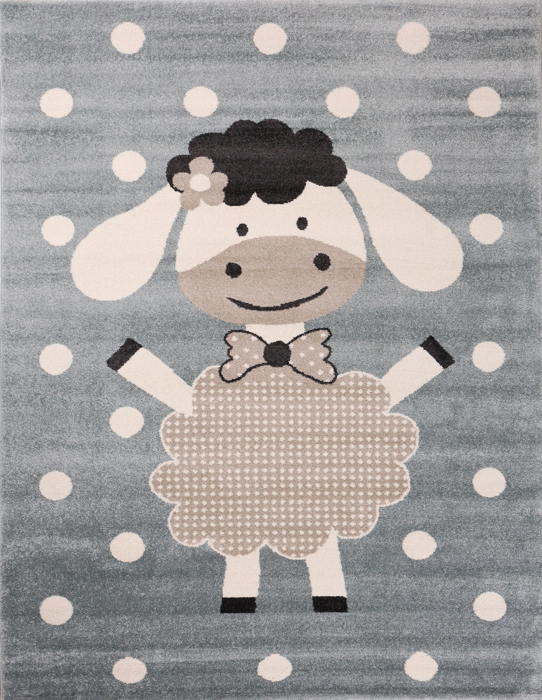 Kinderteppich Kinderzimmer Babyteppich Fröhlicher Schaf Mint Blau Beige Dots