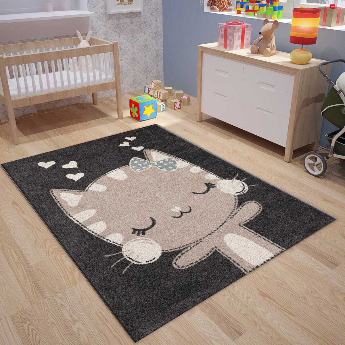 Kinder Teppich Happy Kitten Kätzchen Katze Kinderzimmer-zoom-1