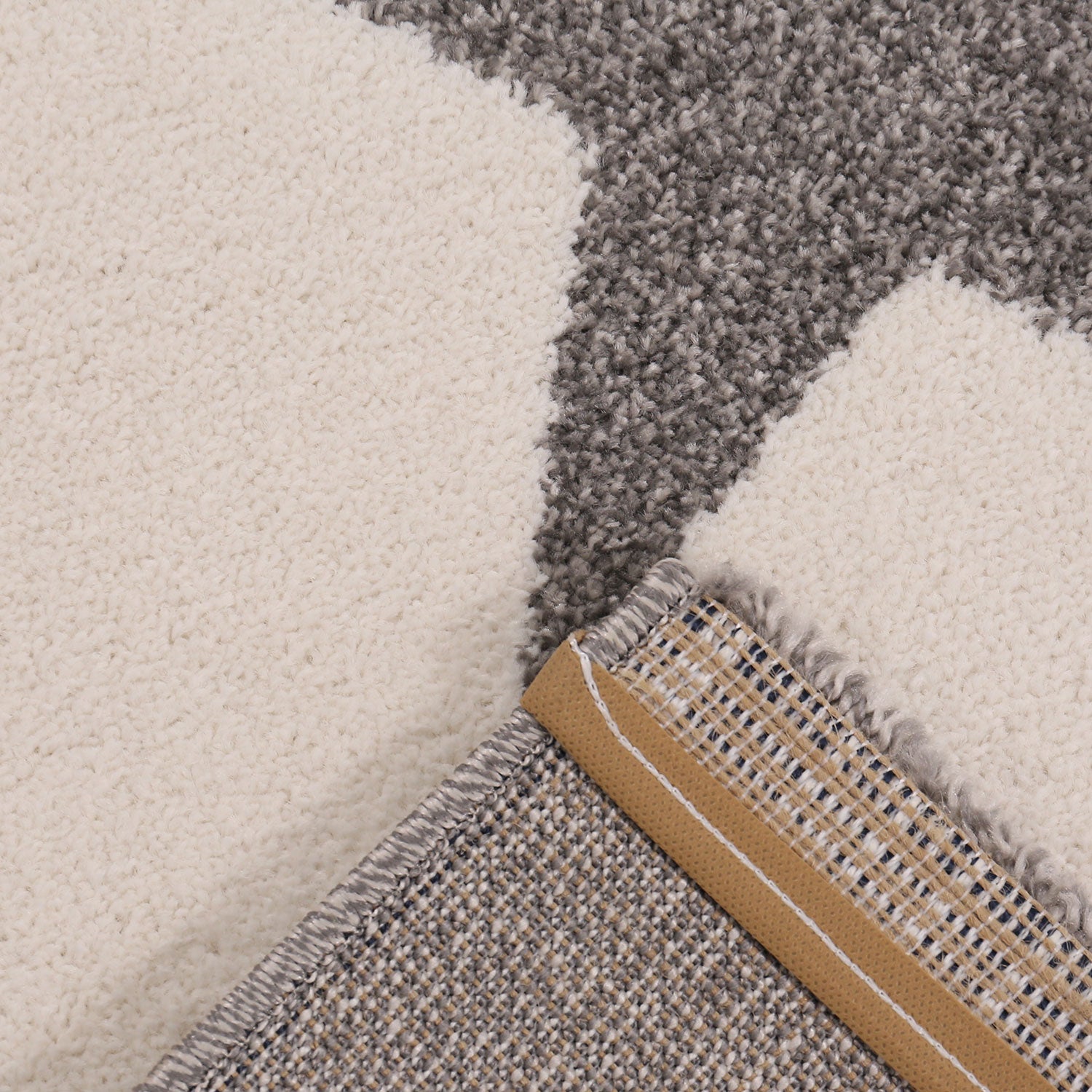 Kinderteppich Babyteppich Patchwork Wolke  Herz Sterne Mond Dots | Kinderteppich für Mädchen und Jungs | Teppich für Kinderzimmer | Farbe: Grau Beige & Creme-3