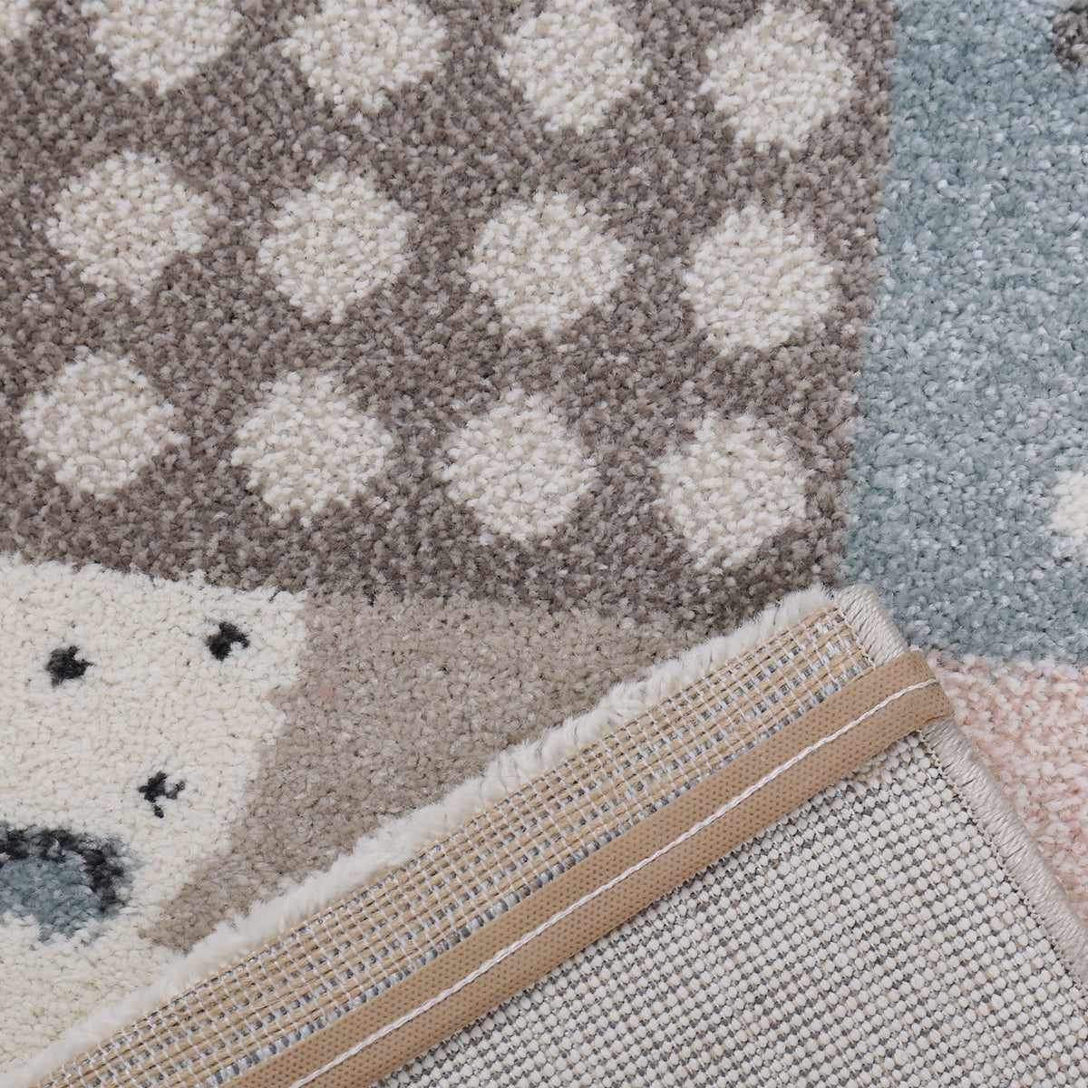 children's rug nursery rug pastel blue brown pink fairy tale animals