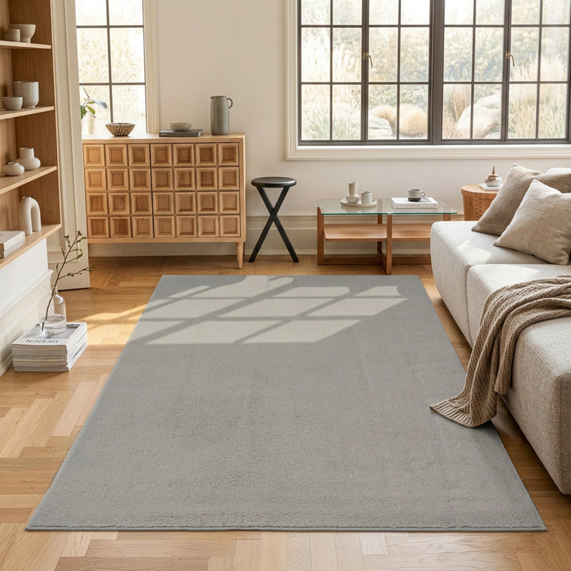 Waschbarer Kurzflor Teppich, rutschfest & weich, Einfarbig für Wohnzimmer, Schlafzimmer, Küche & Kinderzimmer-zoom-