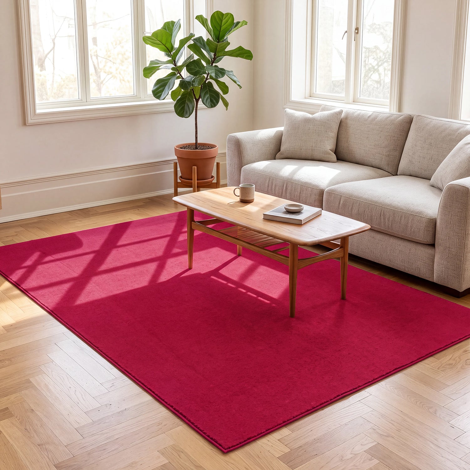 Waschbarer Kurzflor Teppich, rutschfest & weich, Einfarbig für Wohnzimmer, Schlafzimmer, Küche & Kinderzimmer-zoom-29