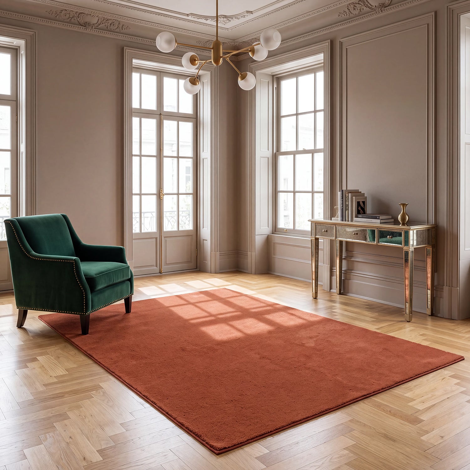 Waschbarer Kurzflor Teppich, rutschfest & weich, Einfarbig für Wohnzimmer, Schlafzimmer, Küche & Kinderzimmer-11