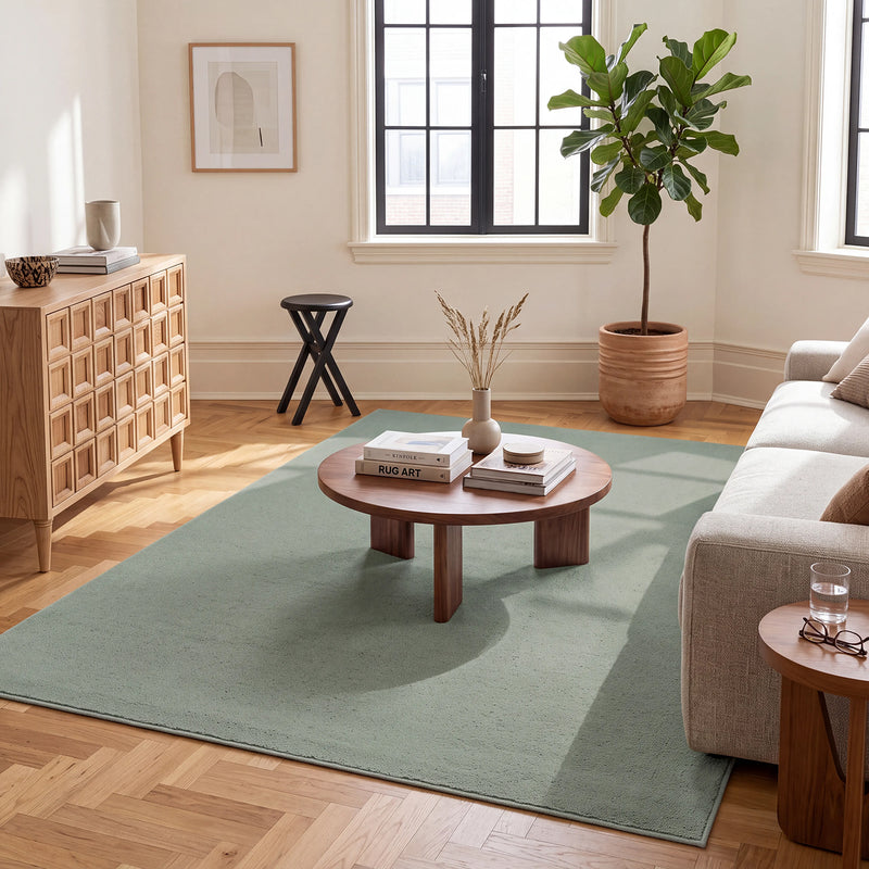 Waschbarer Kurzflor Teppich, rutschfest & weich, Einfarbig für Wohnzimmer, Schlafzimmer, Küche & Kinderzimmer-zoom-